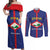 Personalised Statia Couples Matching Off Shoulder Maxi Dress and Long Sleeve Button Shirt Sint Eustatius Coat Of Arms