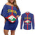 Personalised Statia Couples Matching Off Shoulder Short Dress and Long Sleeve Button Shirt Sint Eustatius Coat Of Arms