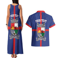 Personalised Statia Couples Matching Tank Maxi Dress and Hawaiian Shirt Sint Eustatius Coat Of Arms