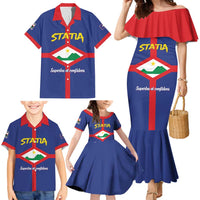 Personalised Statia Family Matching Mermaid Dress and Hawaiian Shirt Sint Eustatius Coat Of Arms