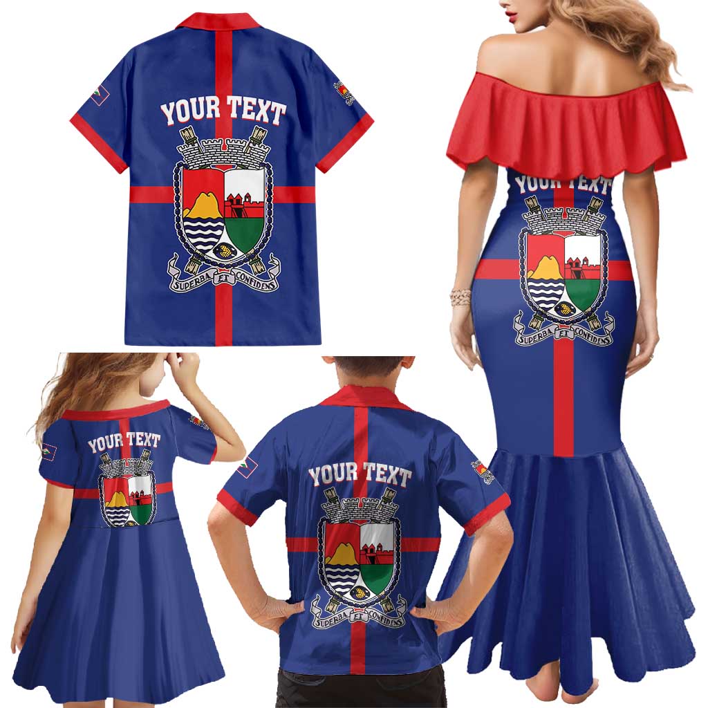 Personalised Statia Family Matching Mermaid Dress and Hawaiian Shirt Sint Eustatius Coat Of Arms
