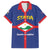 Personalised Statia Family Matching Off The Shoulder Long Sleeve Dress and Hawaiian Shirt Sint Eustatius Coat Of Arms