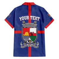 Personalised Statia Family Matching Off The Shoulder Long Sleeve Dress and Hawaiian Shirt Sint Eustatius Coat Of Arms