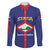 Personalised Statia Family Matching Off The Shoulder Long Sleeve Dress and Hawaiian Shirt Sint Eustatius Coat Of Arms