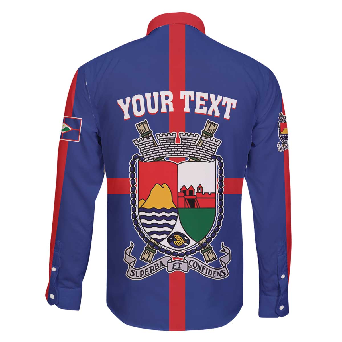 Personalised Statia Family Matching Off The Shoulder Long Sleeve Dress and Hawaiian Shirt Sint Eustatius Coat Of Arms