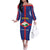 Personalised Statia Family Matching Off The Shoulder Long Sleeve Dress and Hawaiian Shirt Sint Eustatius Coat Of Arms