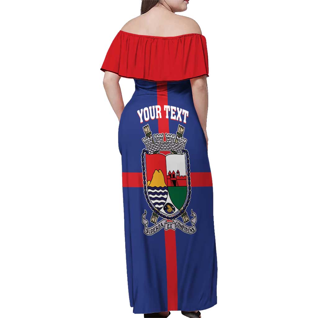 Personalised Statia Family Matching Off Shoulder Maxi Dress and Hawaiian Shirt Sint Eustatius Coat Of Arms
