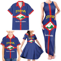 Personalised Statia Family Matching Tank Maxi Dress and Hawaiian Shirt Sint Eustatius Coat Of Arms