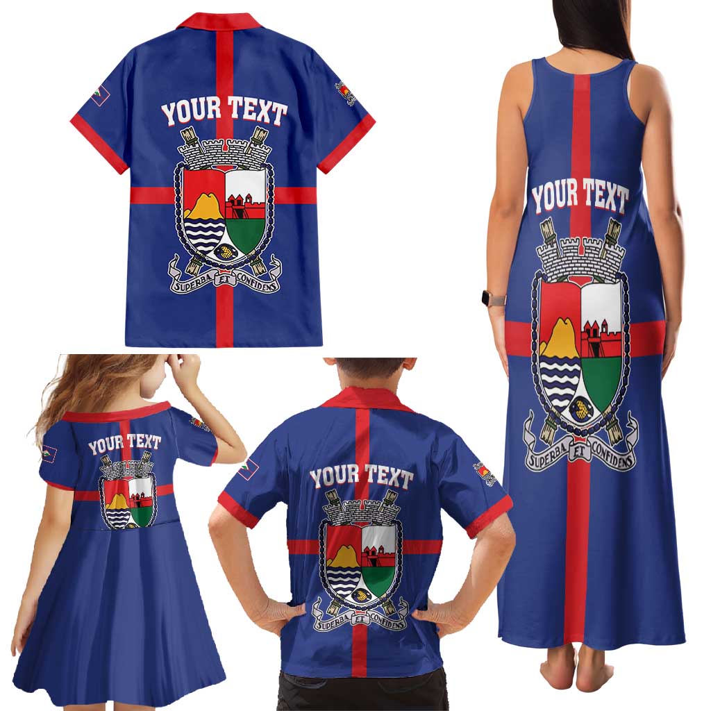 Personalised Statia Family Matching Tank Maxi Dress and Hawaiian Shirt Sint Eustatius Coat Of Arms
