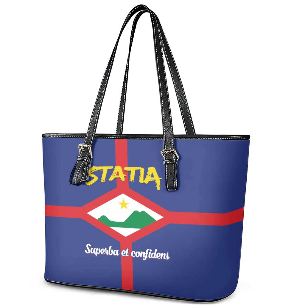 Statia Leather Tote Bag Sint Eustatius Coat Of Arms