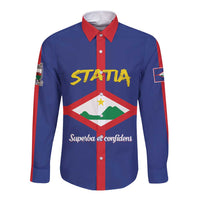 Personalised Statia Long Sleeve Button Shirt Sint Eustatius Coat Of Arms
