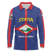 Personalised Statia Long Sleeve Polo Shirt Sint Eustatius Coat Of Arms