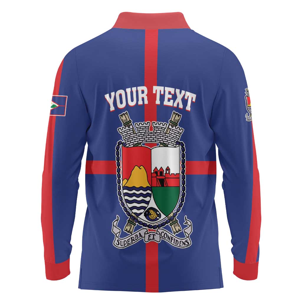 Personalised Statia Long Sleeve Polo Shirt Sint Eustatius Coat Of Arms