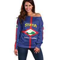 Personalised Statia Off Shoulder Sweater Sint Eustatius Coat Of Arms
