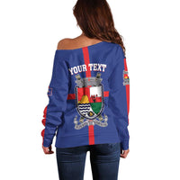 Personalised Statia Off Shoulder Sweater Sint Eustatius Coat Of Arms
