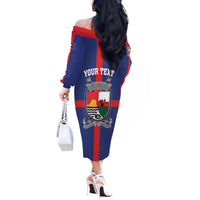 Personalised Statia Off The Shoulder Long Sleeve Dress Sint Eustatius Coat Of Arms