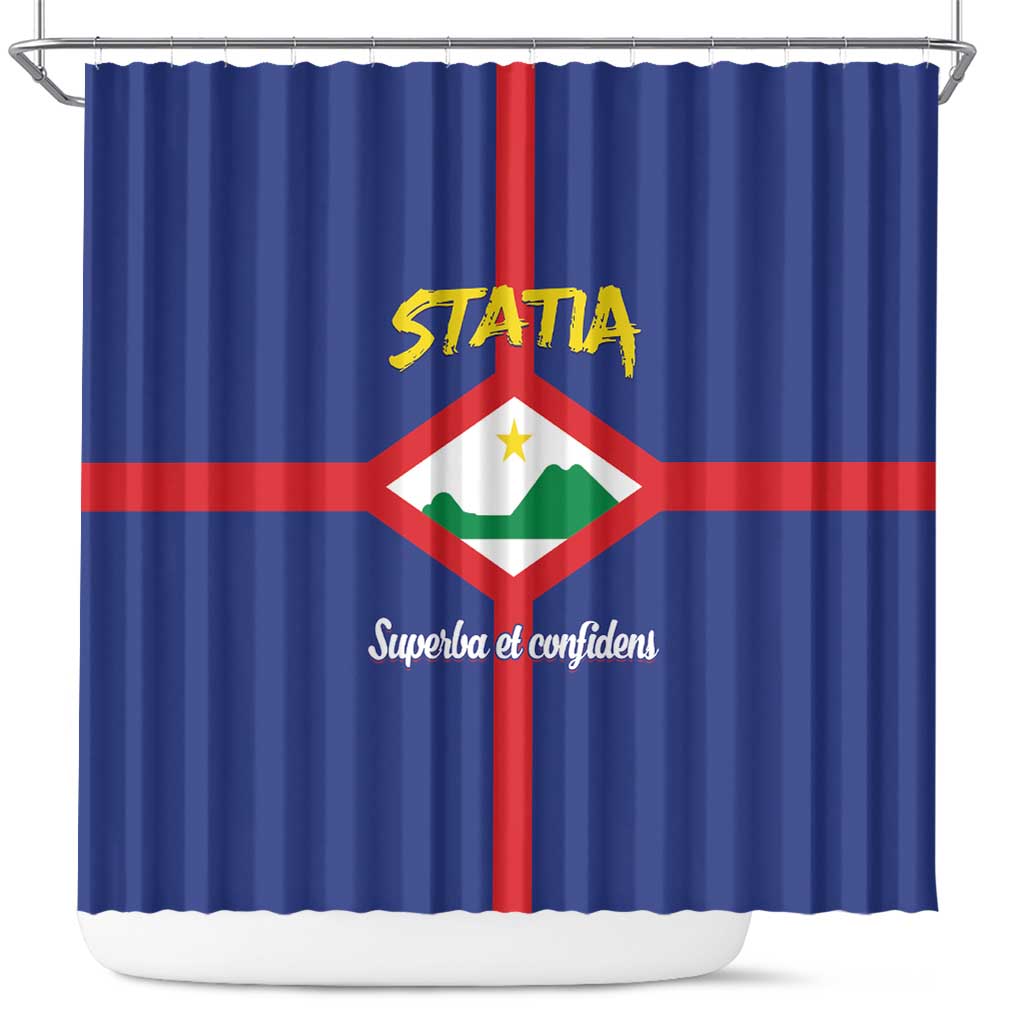 Statia Shower Curtain Sint Eustatius Coat Of Arms - Wonder Print Shop