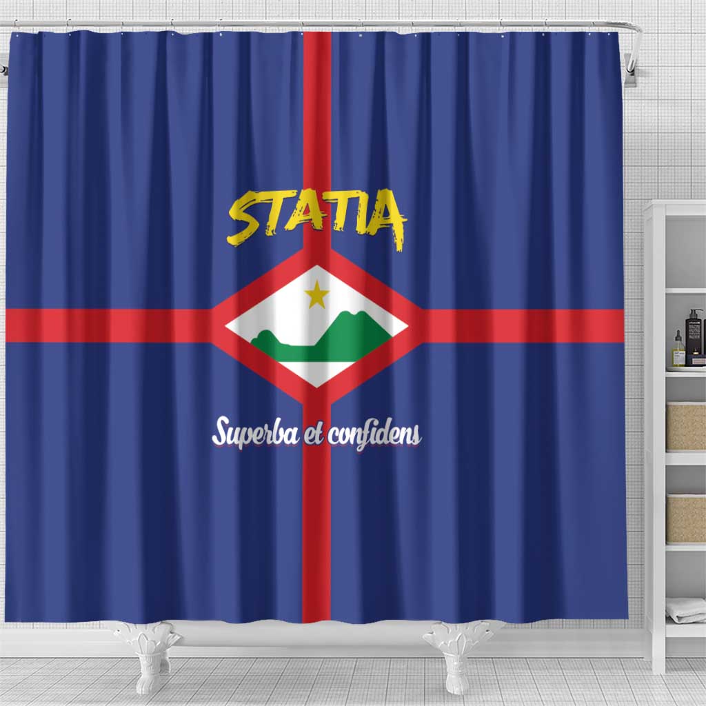 Statia Shower Curtain Sint Eustatius Coat Of Arms - Wonder Print Shop