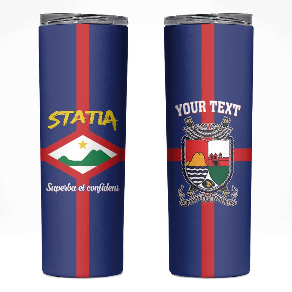 Personalised Statia Skinny Tumbler Sint Eustatius Coat Of Arms - Wonder Print Shop