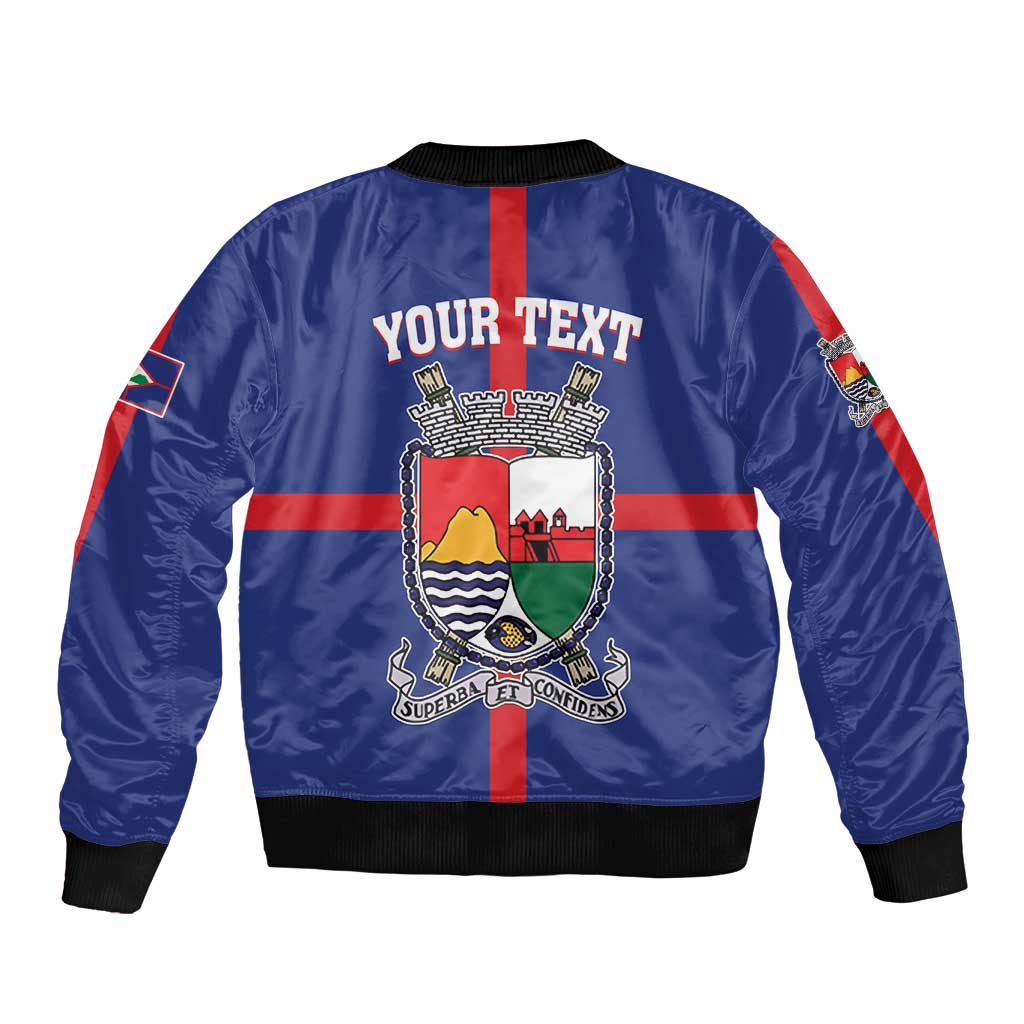 Personalised Statia Sleeve Zip Bomber Jacket Sint Eustatius Coat Of Arms - Wonder Print Shop