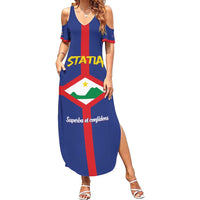 Personalised Statia Summer Maxi Dress Sint Eustatius Coat Of Arms - Wonder Print Shop