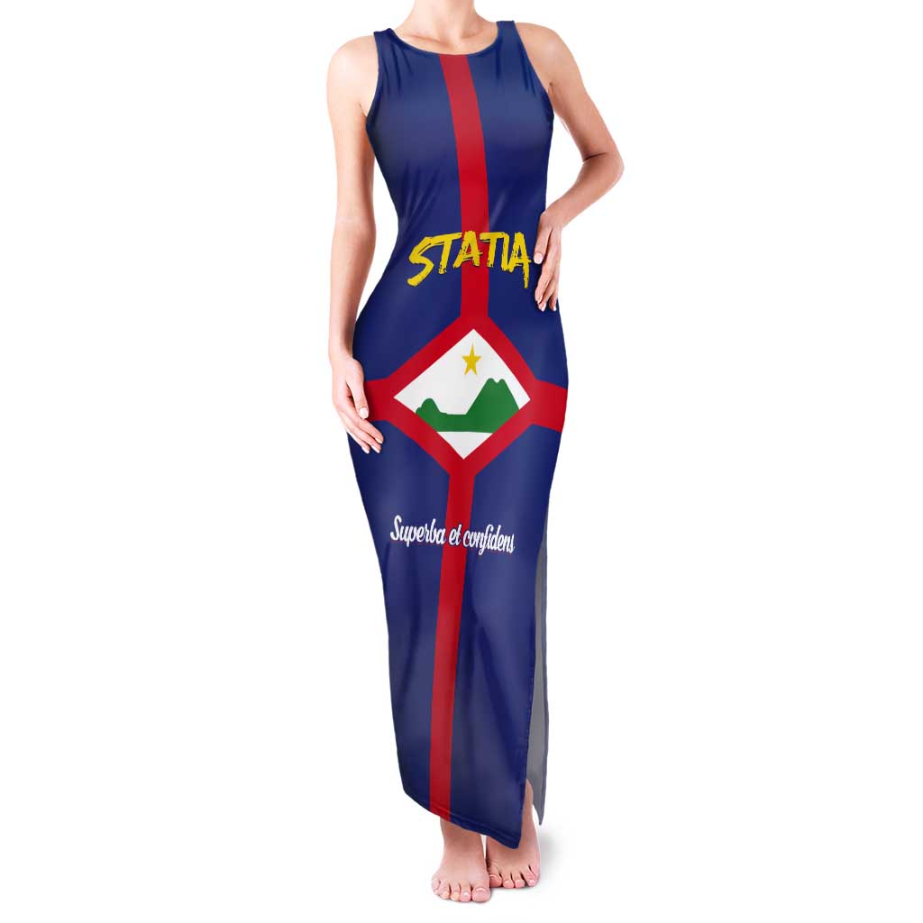 Personalised Statia Tank Maxi Dress Sint Eustatius Coat Of Arms - Wonder Print Shop