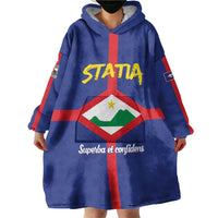 Personalised Statia Wearable Blanket Hoodie Sint Eustatius Coat Of Arms - Wonder Print Shop