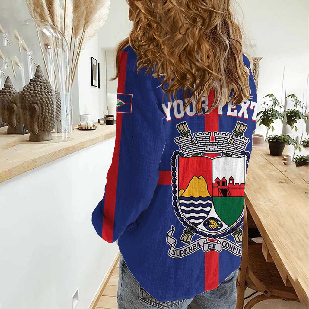 Personalised Statia Women Casual Shirt Sint Eustatius Coat Of Arms - Wonder Print Shop