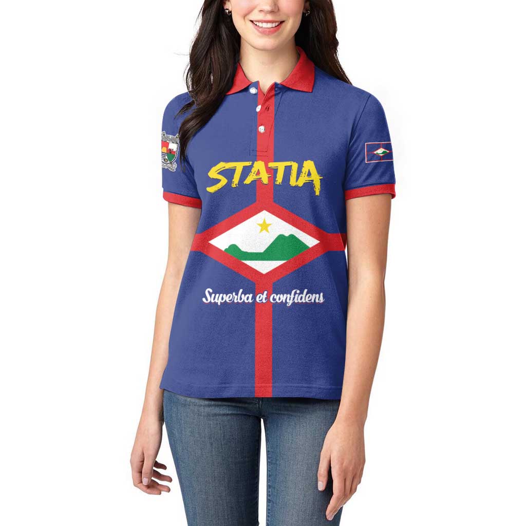 Personalised Statia Women Polo Shirt Sint Eustatius Coat Of Arms - Wonder Print Shop