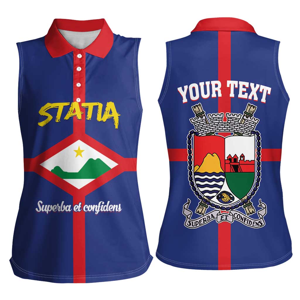 Personalised Statia Women Sleeveless Polo Shirt Sint Eustatius Coat Of Arms - Wonder Print Shop