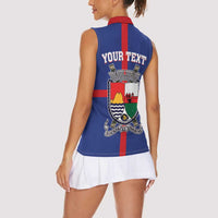 Personalised Statia Women Sleeveless Polo Shirt Sint Eustatius Coat Of Arms - Wonder Print Shop