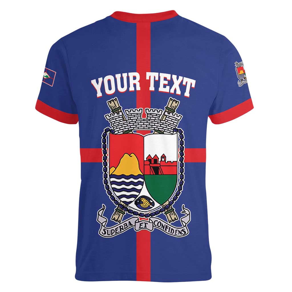 Personalised Statia Women V-Neck T-Shirt Sint Eustatius Coat Of Arms - Wonder Print Shop