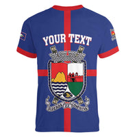 Personalised Statia Women V-Neck T-Shirt Sint Eustatius Coat Of Arms - Wonder Print Shop