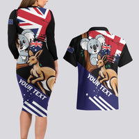 Personalised Australia Kangaroo Koala Together Couples Matching Long Sleeve Bodycon Dress and Hawaiian Shirt Special Edition