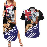 Personalised Australia Kangaroo Koala Together Couples Matching Summer Maxi Dress and Hawaiian Shirt Special Edition