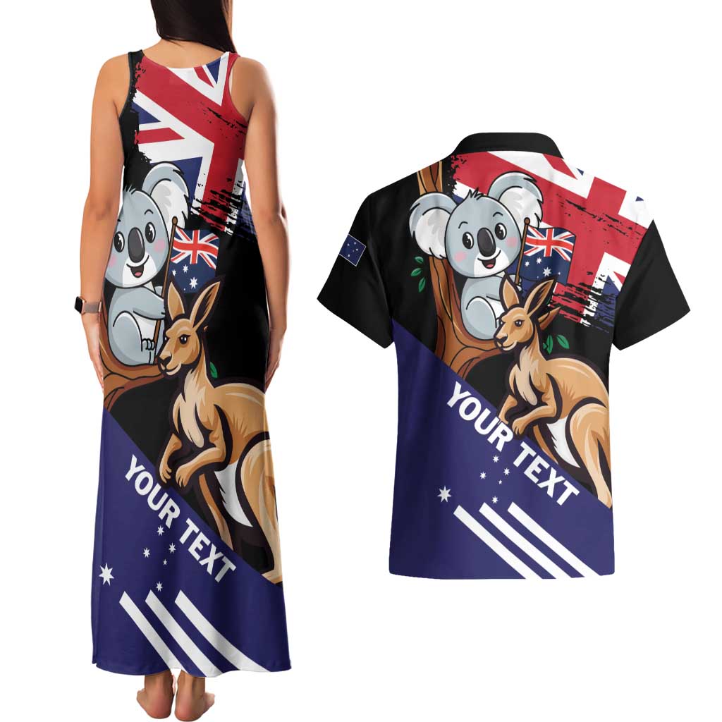 Personalised Australia Kangaroo Koala Together Couples Matching Tank Maxi Dress and Hawaiian Shirt Special Edition