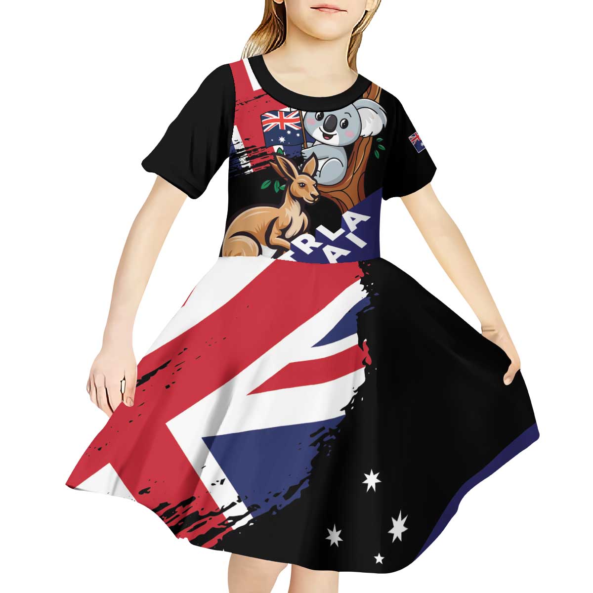 Personalised Australia Kangaroo Koala Together Kid Short Sleeve Dress Special Edition