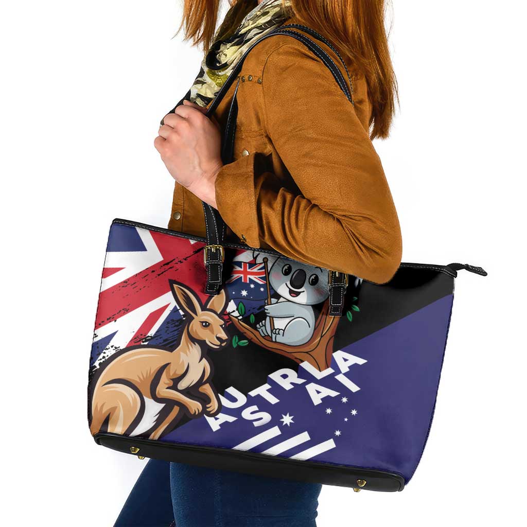 Australia Kangaroo Koala Together Leather Tote Bag Special Edition