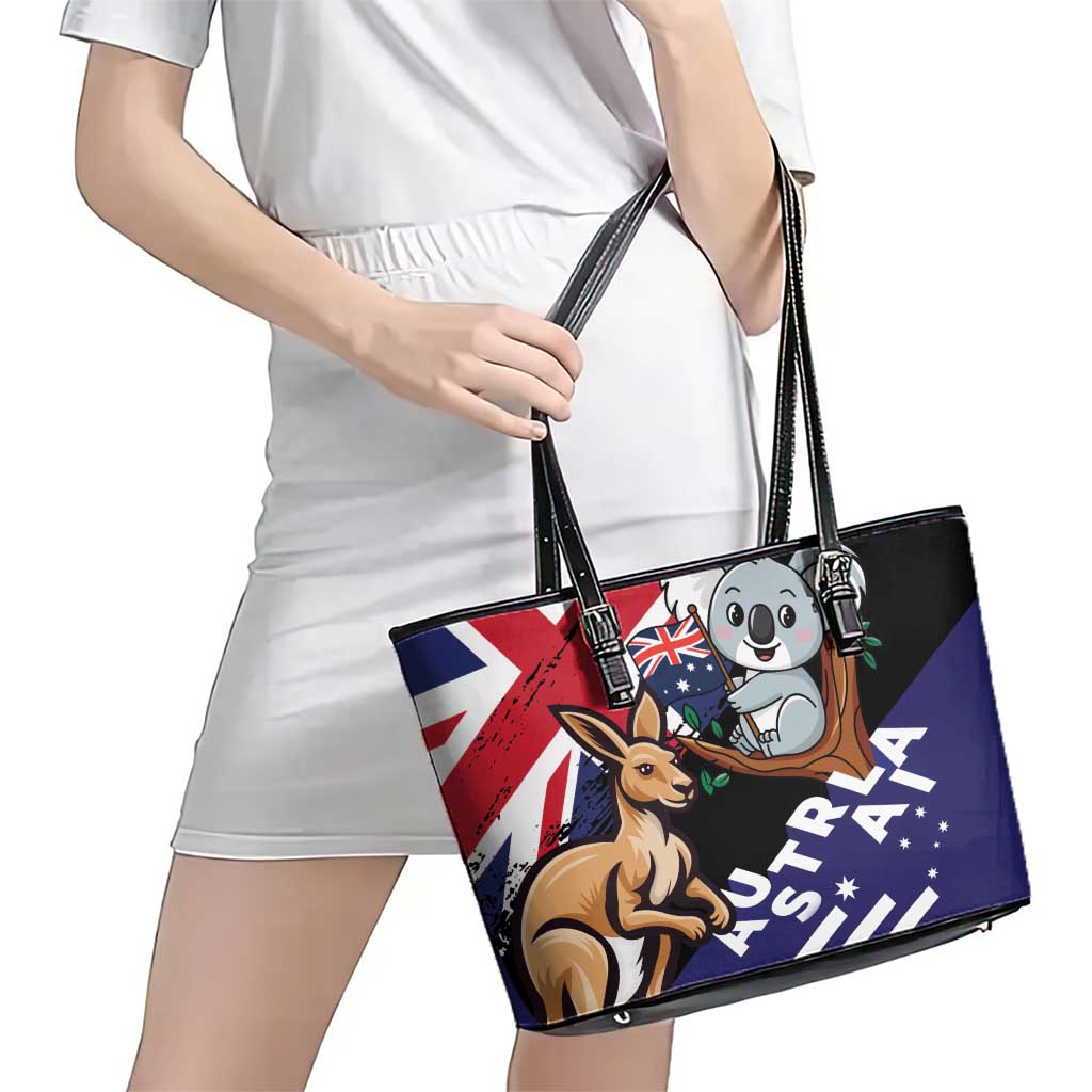 Australia Kangaroo Koala Together Leather Tote Bag Special Edition