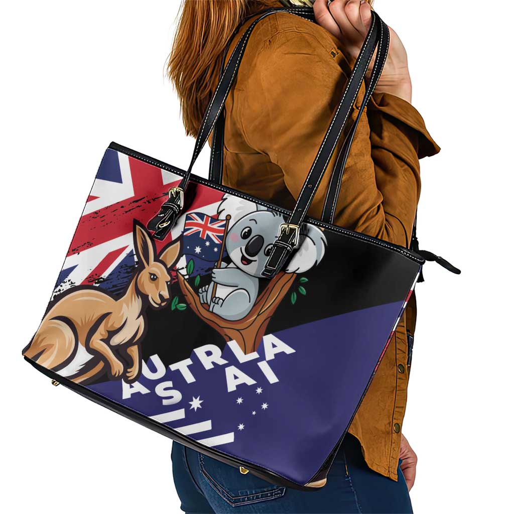 Australia Kangaroo Koala Together Leather Tote Bag Special Edition