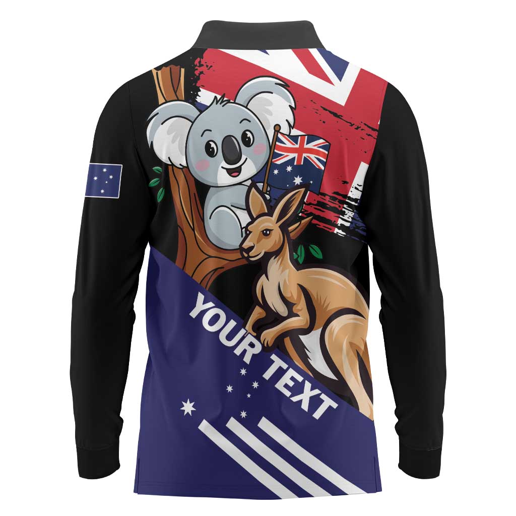 Personalised Australia Kangaroo Koala Together Long Sleeve Polo Shirt Special Edition