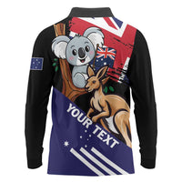 Personalised Australia Kangaroo Koala Together Long Sleeve Polo Shirt Special Edition