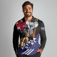 Personalised Australia Kangaroo Koala Together Long Sleeve Polo Shirt Special Edition