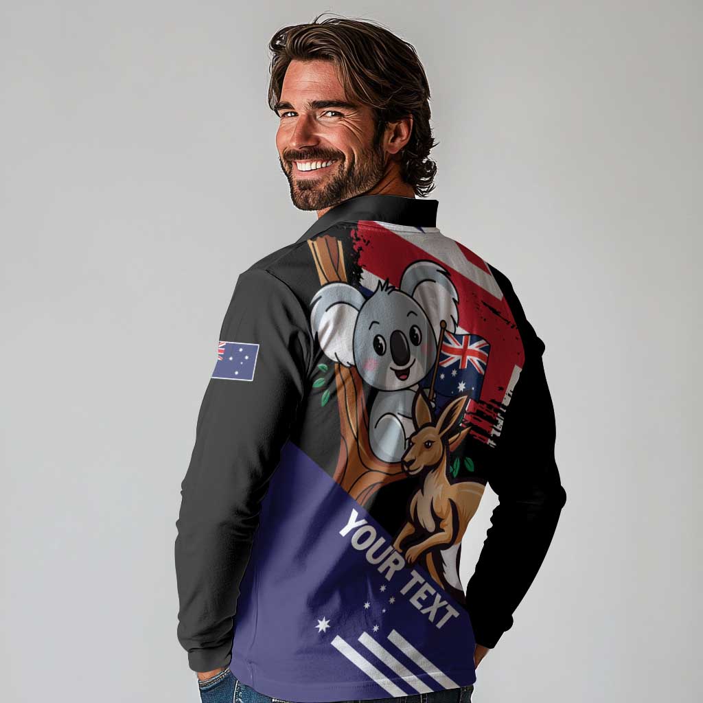 Personalised Australia Kangaroo Koala Together Long Sleeve Polo Shirt Special Edition