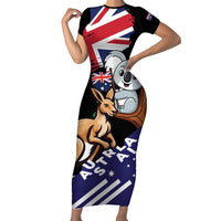 Personalised Australia Kangaroo Koala Together Short Sleeve Bodycon Dress Special Edition - Wonder Print Shop