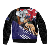 Personalised Australia Kangaroo Koala Together Sleeve Zip Bomber Jacket Special Edition - Wonder Print Shop