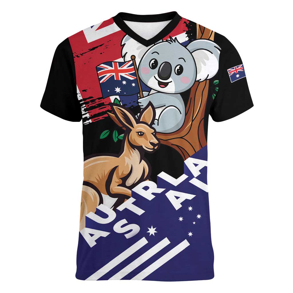 Personalised Australia Kangaroo Koala Together Women V-Neck T-Shirt Special Edition - Wonder Print Shop