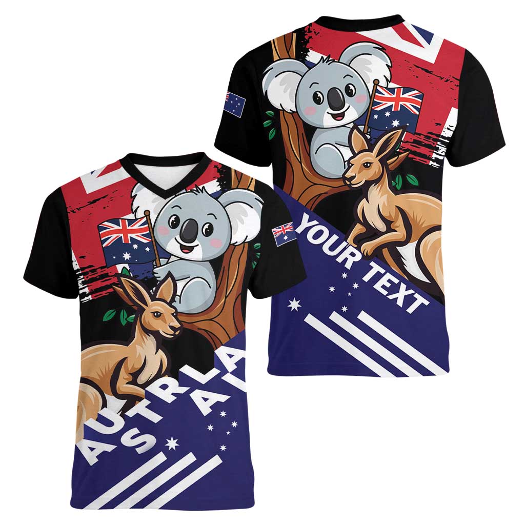 Personalised Australia Kangaroo Koala Together Women V-Neck T-Shirt Special Edition - Wonder Print Shop