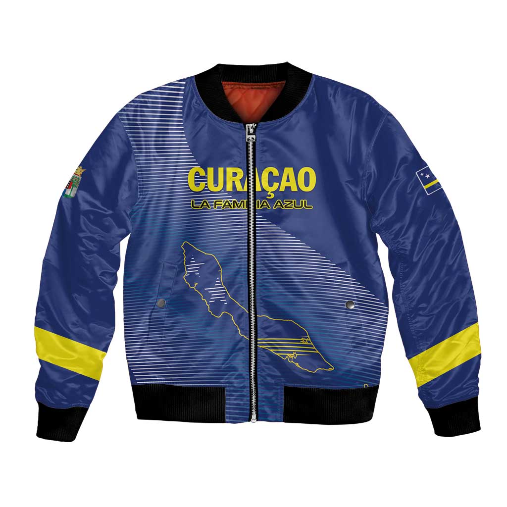 Custom Curacao Football Bomber Jacket La Familia Azul Go Champion