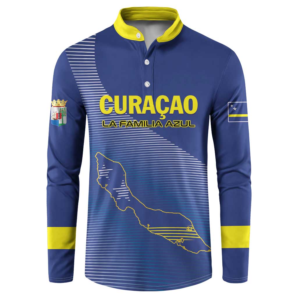 Custom Curacao Football Button Sweatshirt La Familia Azul Go Champion